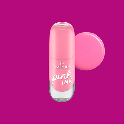 Essence Nagellack vor pinkem Hintergrund