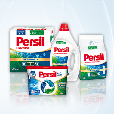 Persil Universal Waschmittel als Pulver, Flüssigwaschmittel & Gelkapseln – starke Reinigung für strahlend saubere Wäsche. - Link zur Markenseite/Gesamtes Sortiment