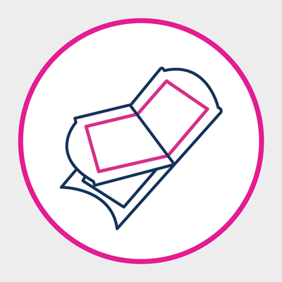 Illustration einer Kaltwachsstreifens mit pinkem Kreis auf hellgrauem Hintergrund