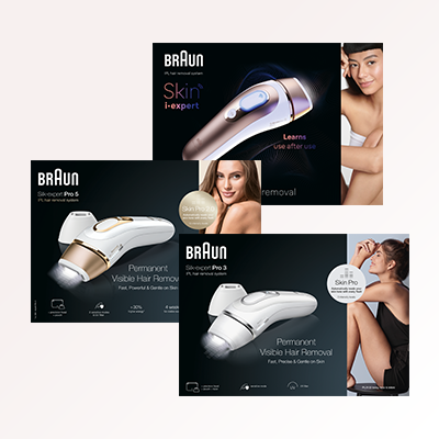 Gerät zur dauerhaften Haarentfernung für glatte Haut mit Lichttechnologie - Link zu Braun IPL