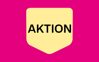 Gelbes BIPA‑Aktionsbadge auf pinkem Hintergrund zur Kennzeichnung aktueller Rabatte und Angebote.