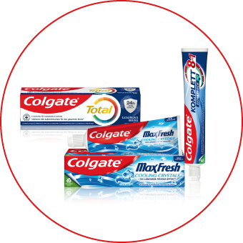 Colgate Zahnpasta Total, MaxFresh & Triple Action – starke Zahnhygiene für frischen Atem & Schutz. Link zu Colgate Markenseite/Zahnpasta.