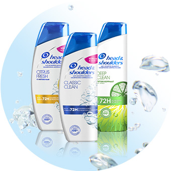 Head & Shoulders Shampoo in Citrus Fresh, Classic Clean und Apple Fresh – Anti-Schuppenpflege für frisches Haargefühl.