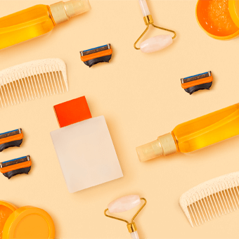 Icon Pflege – Symbol für Körperpflegeprodukte wie Bürste, Kamm und Lotion