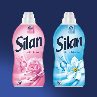 Silan Wild Rose und Silan Pure Frische Weichspüler für angenehm duftende, weiche und gepflegte Wäsche.