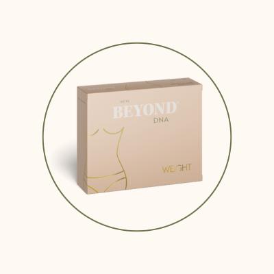 Einzeltest-Box in runder Darstellung – Gesundheitsanalyse, personalisierte Diagnostik, Beyond DNA.