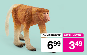 Schleich Nasenbär-Spielzeug bei BIPA: Jetzt mit Punkten nur 3,49 € statt 6,99 €. Auqa Hintergrund, Spielwaren-Angebot.