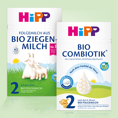 HiPP Bio Ziegenmilch & Combiotik Folgemilch ab 6 Monaten mit Ziegenmotiv & Honigwabe.
