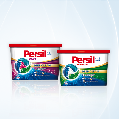 Persil 4in1 Discs in Color und Universal für kraftvolle Reinigung, strahlende Farben, Frische und einfache Dosierung.