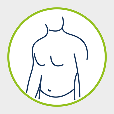 Ilustration eines menschlichen Oberkörpers in grünem Kreis auf grauem Hintergrund 