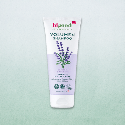 bi good Volumen Shampoo Tube als Symbol für vegane, zertifizierte Naturkosmetik-Haarpflegeprodukte