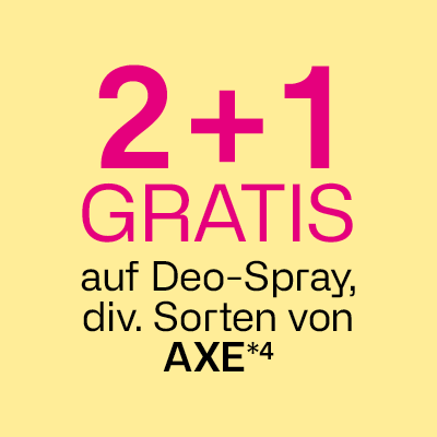 2+1 gratis auf Deo-Spray, div. Sorten von Axe