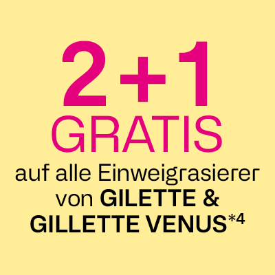 2+1 gratis auf alle Einwegrasierer von Gillette und Gillette Venus