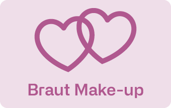 Braut Make-up Icon mit Herz über Schriftzug Braut Make-up auf weißem Hintergrund – Hochzeit, Beauty, Styling
