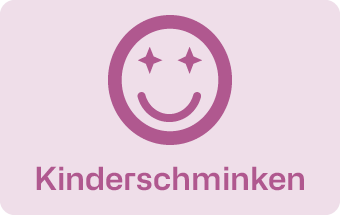 Puzzleteil-Symbol über dem Schriftzug Kinderschminken auf weißem Hintergrund – Kinderfest, Schminkstation, Event