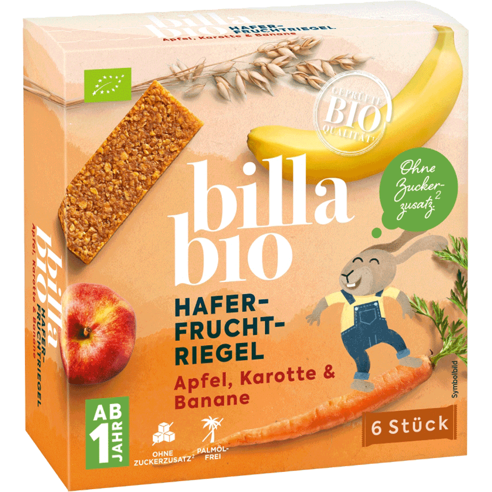 Bild: Billa Bio Babyriegel Apfel, Karotte & Banane 6er 