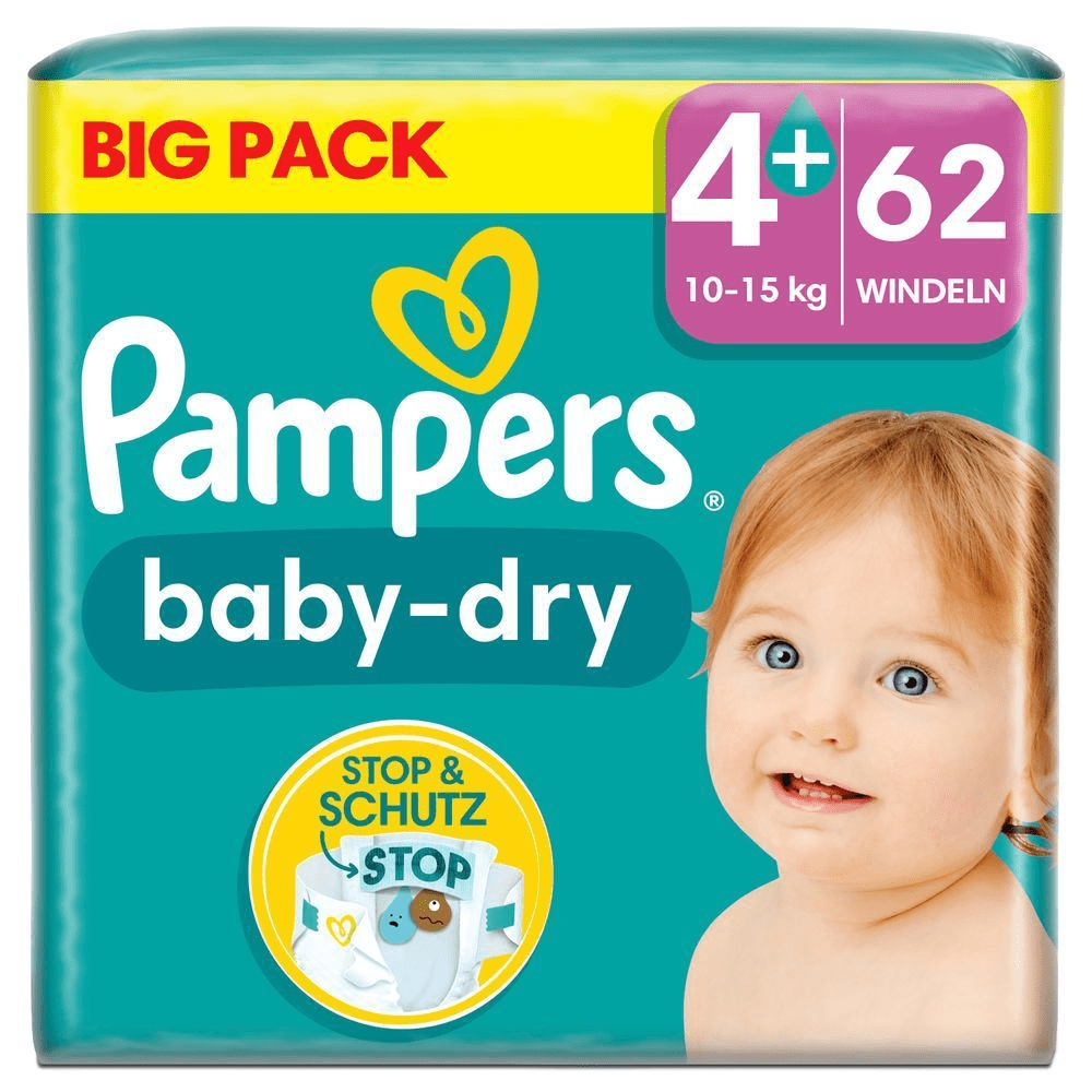 Bild: Pampers Baby-Dry Größe 4+, 10kg - 15kg 