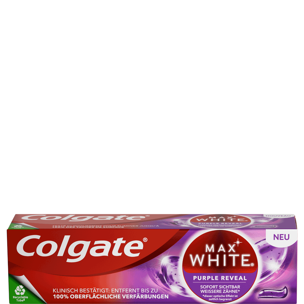 Bild: Colgate Max White Purple Reveal Instant Whitening-Zahnpasta 