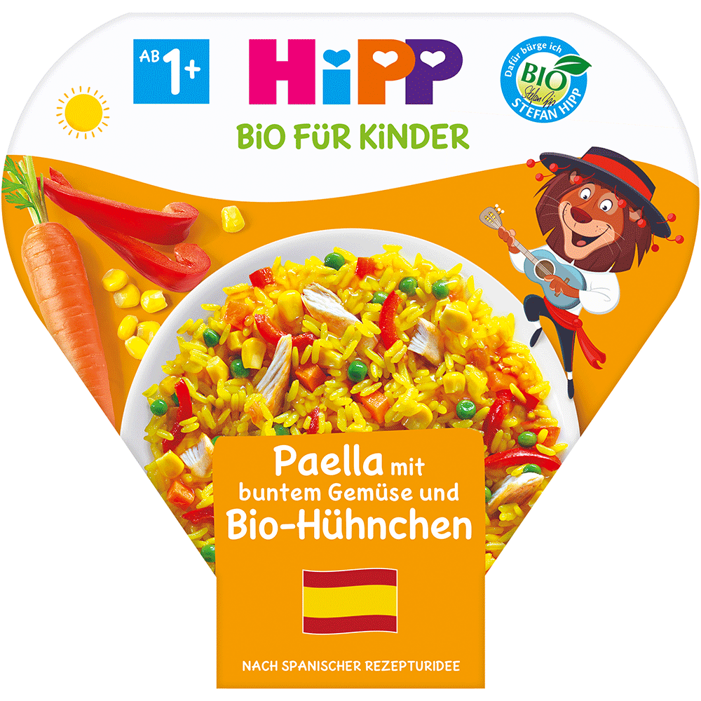 Bild: HiPP Paella mit buntem Gemüse und Bio Hühnchen 