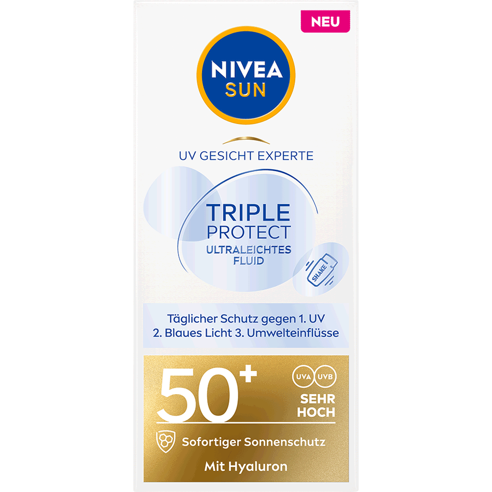 Bild: NIVEA Sun UV Gesicht Experte Triple Protect Ultraleichtes Fluid LSF 50+ 