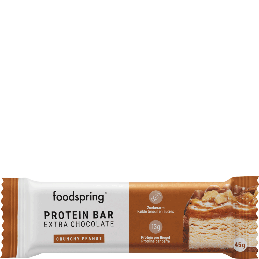 Bild: foodspring Protein Bar Extra Chocolate Crunchy Peanut 