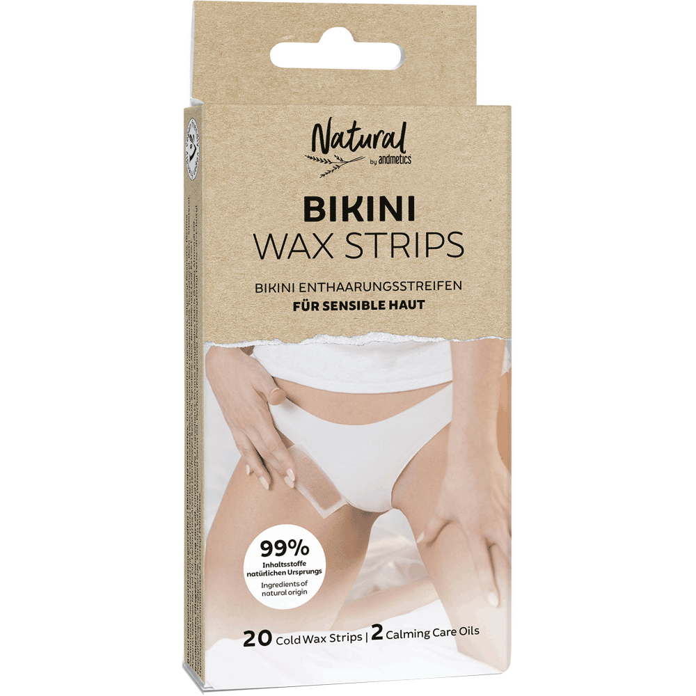 Bild: andmetics Natural Bikini Wax Strips Enthaarungsstreifen 