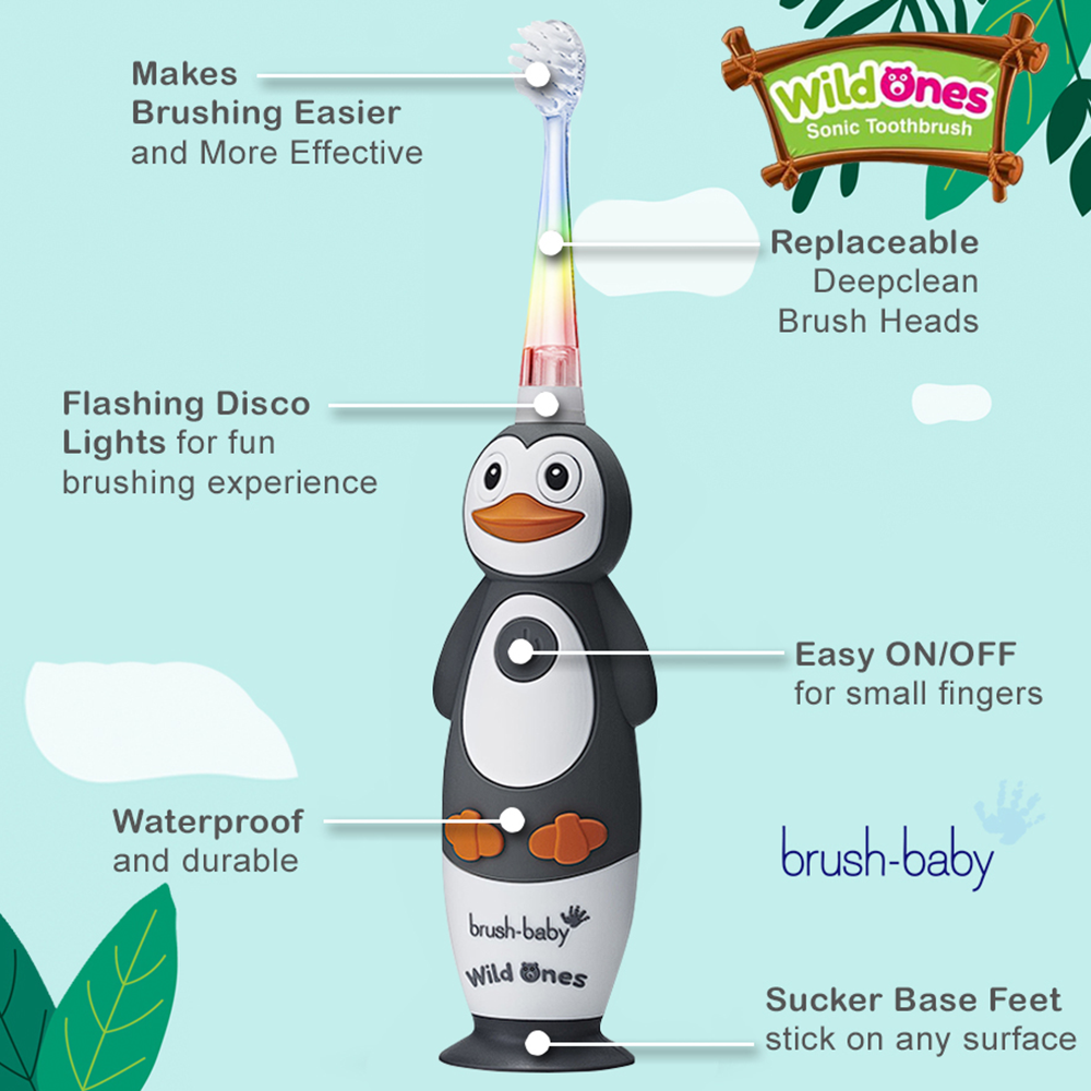 Bild: brush-baby Wild Ones Wiederaufladbare Elektrische Zahnbürste Percy Pinguin 