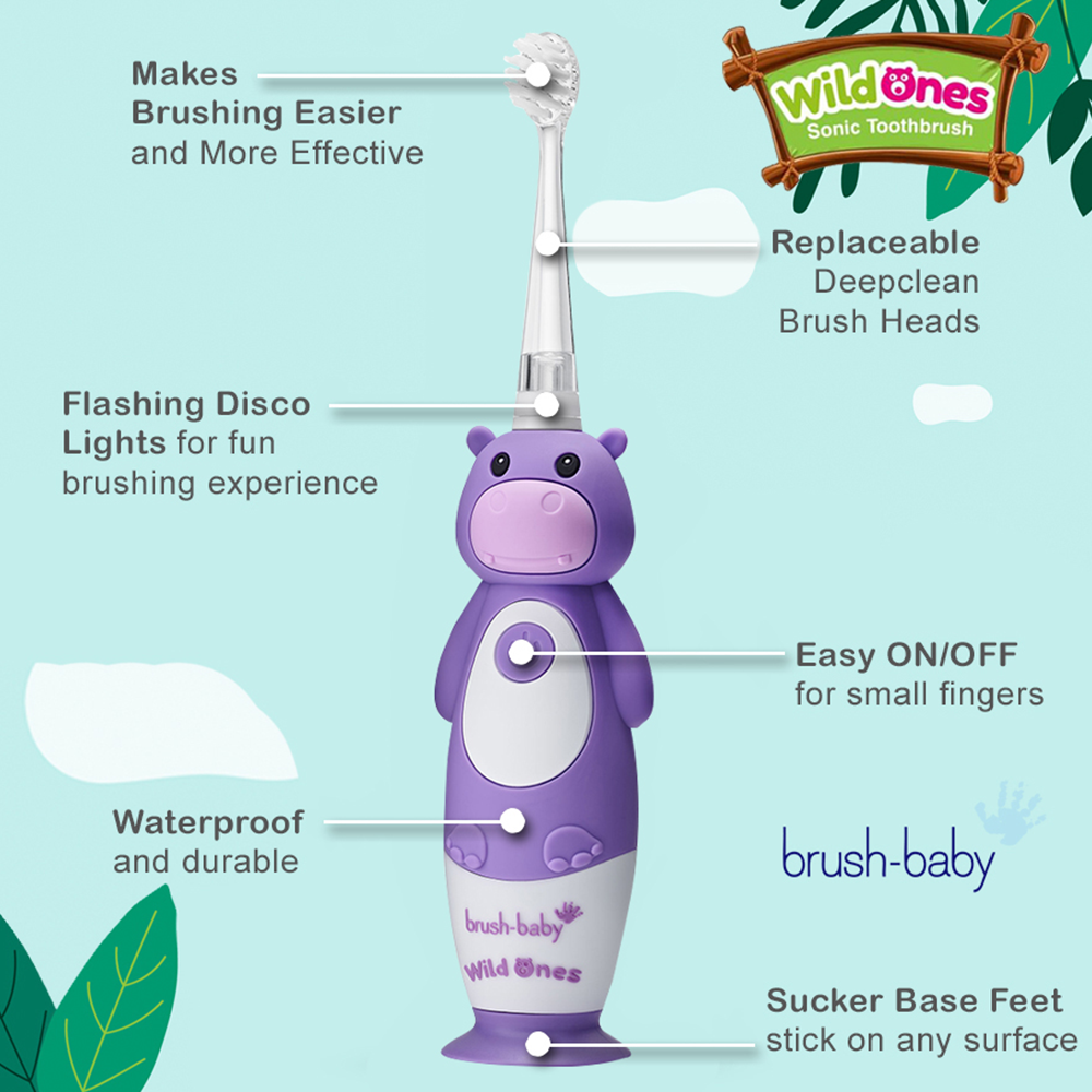Bild: brush-baby Wild Ones Wiederaufladbare Elektrische Zahnbürste Holly Hippo 