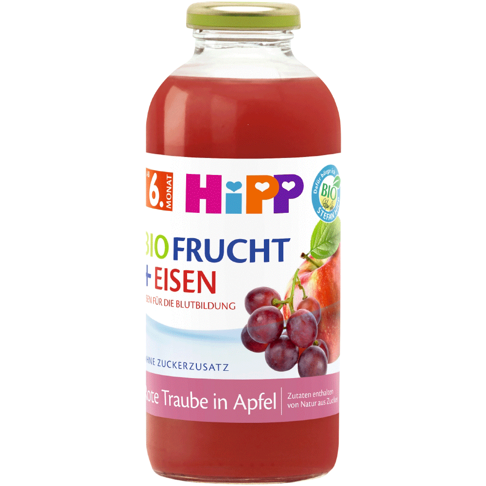 Bild: HiPP Bio Frucht + Eisen Rote Traube in Apfel 