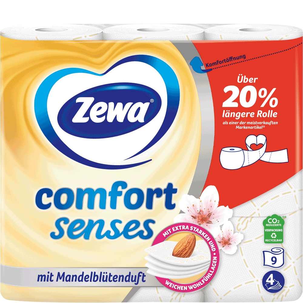 Bild: Zewa Toilettenpapier comfort senses Mandelblütenduft 