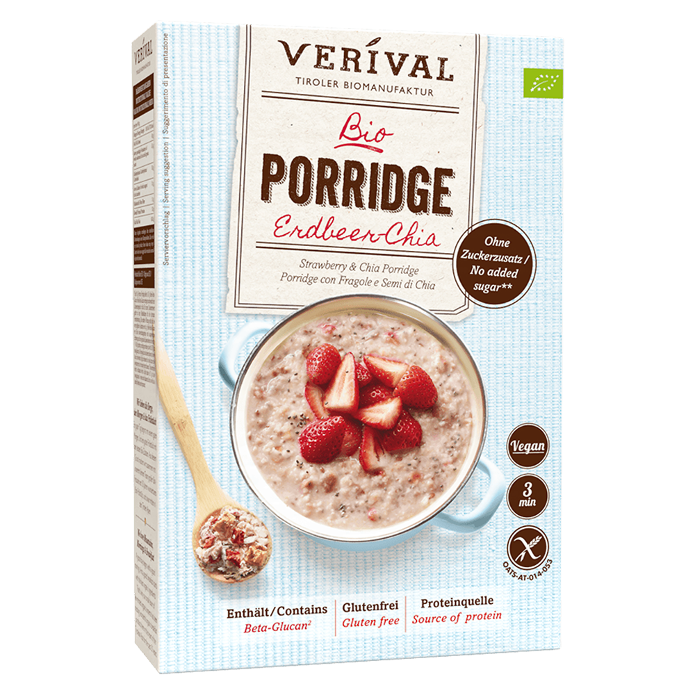 Bild: Verival Porridge Erdbeer-Chia 