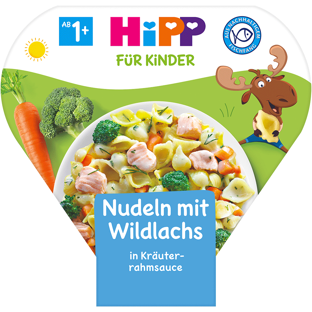 Bild: HiPP Nudeln mit Wildlachs in Kräuterrahmsauce 