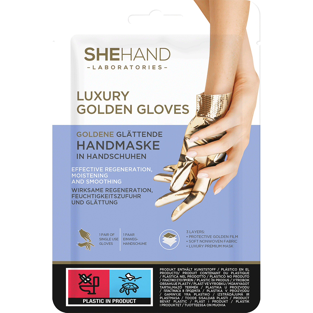 Bild: SheCosmetics SheHand Luxury Golden Gloves Handmaske 