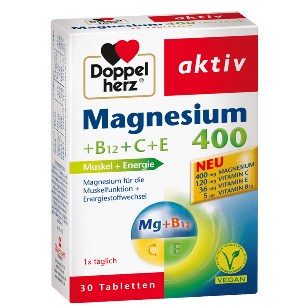 Bild: DOPPELHERZ Magnesium 400 +B12+C+E Tabletten 