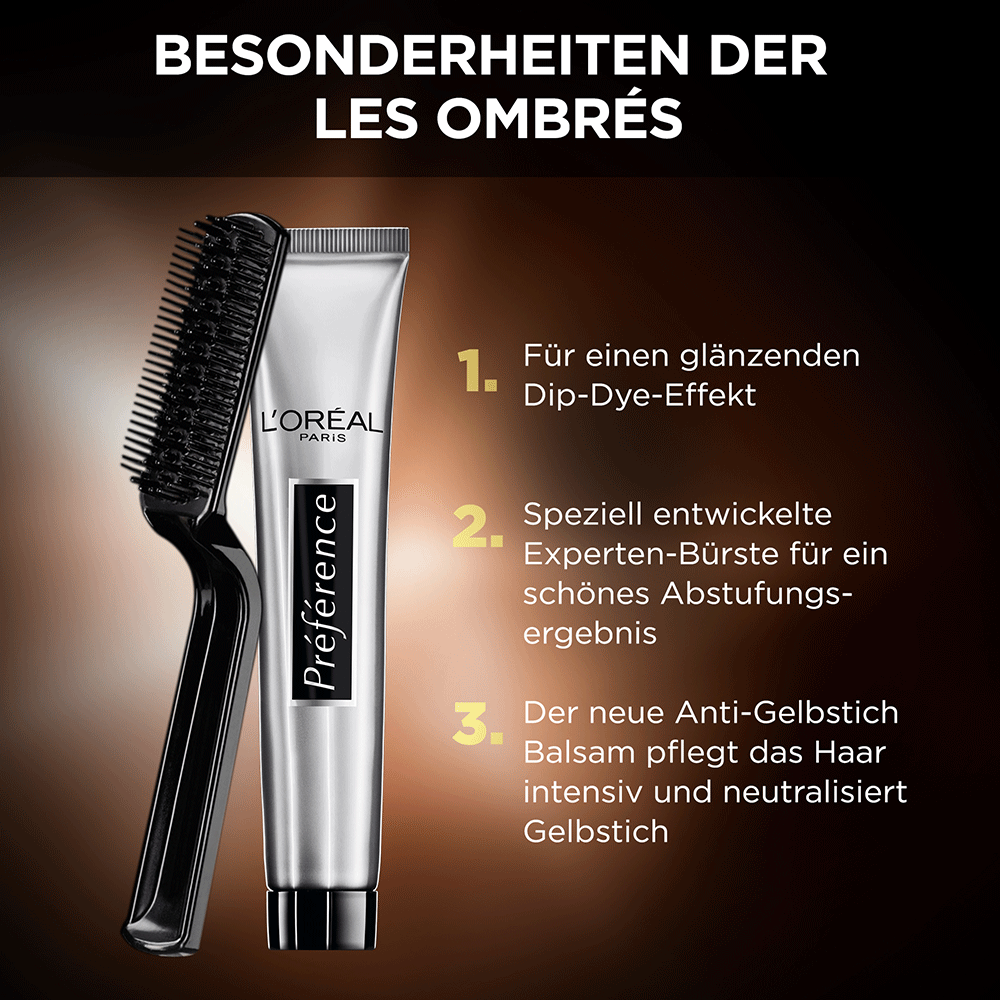 L'Oréal Préférence Color Ombré Red, 4 Packungen - Für Dip-Dye Look, Mit Profi-Pinsel