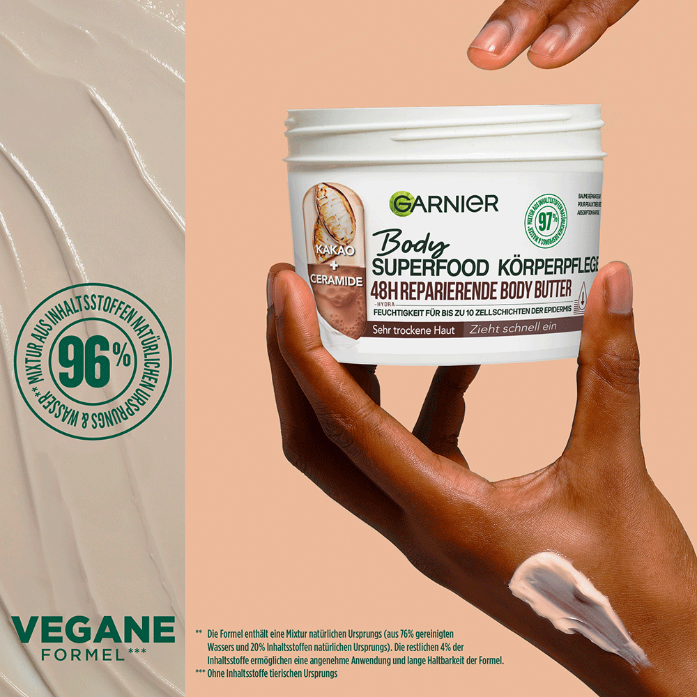 Bild: GARNIER Body Superfood Körperpflege 48h reparierende Body Butter
