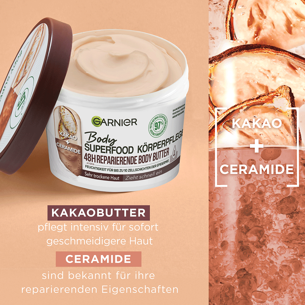 Bild: GARNIER Body Superfood Körperpflege 48h reparierende Body Butter
