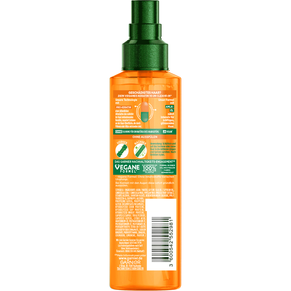 Bild: GARNIER FRUCTIS Schadenlöscher Veganes Keratin 10-in-1-Leave-in