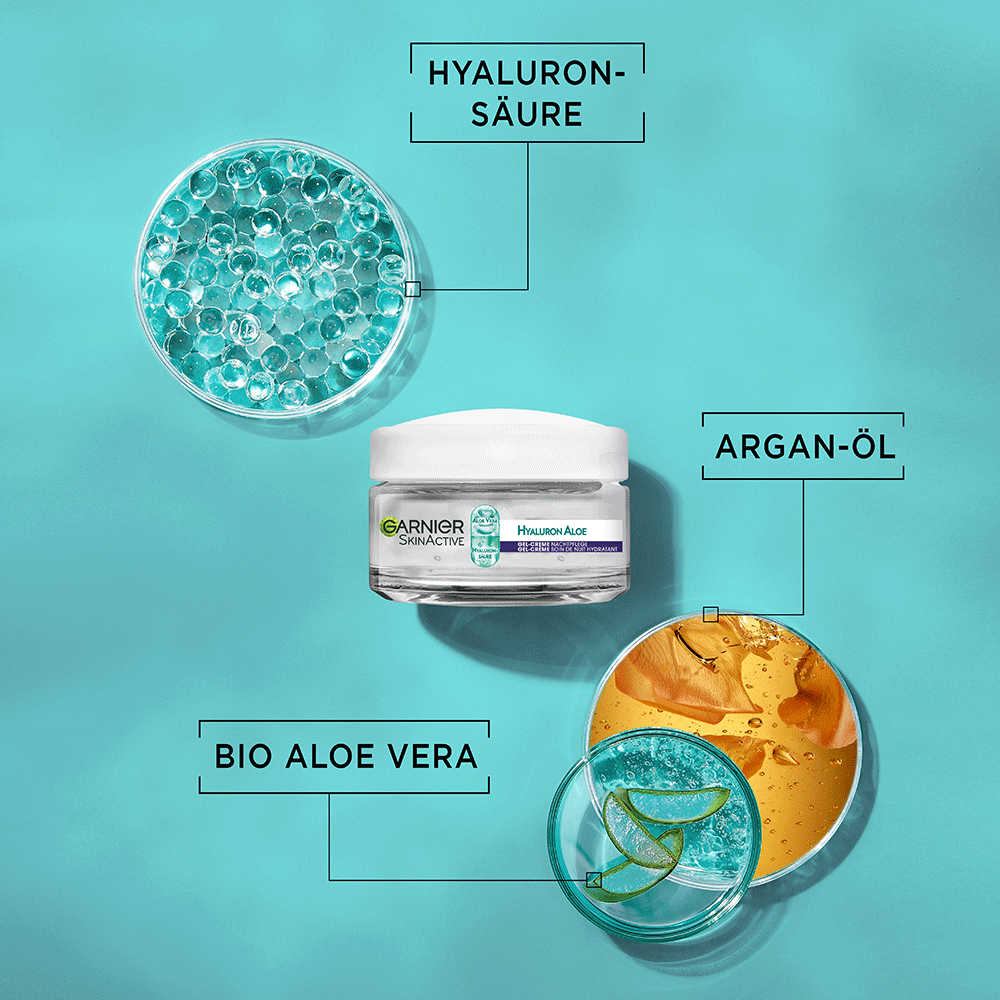 Bild: GARNIER SKIN ACTIVE Hyaluron Aloe Hydra Booster Gel-Creme Nacht
