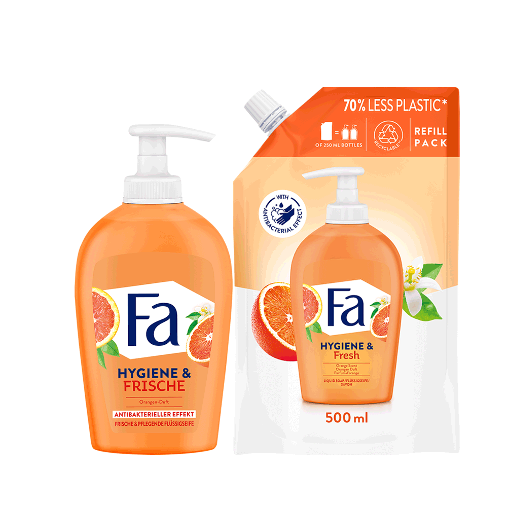Bild: Fa Flüssigseife Orange + Refill 