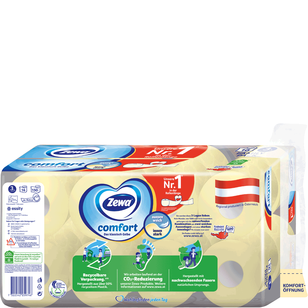 Bild: Zewa Comfort Das klassisch Gelbe Toilettenpapier 