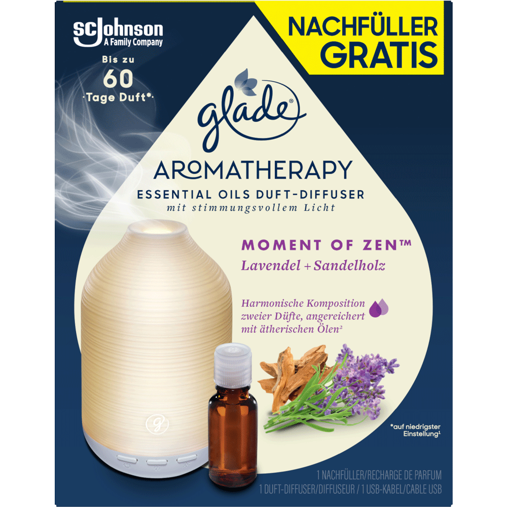 Bild: Glade Aromatherapy Diffuser Starter Set mit Nachfüllung Moment of Zen