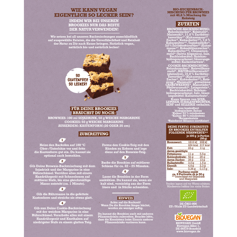 Bild: Biovegan Meine Brookies Backmischung