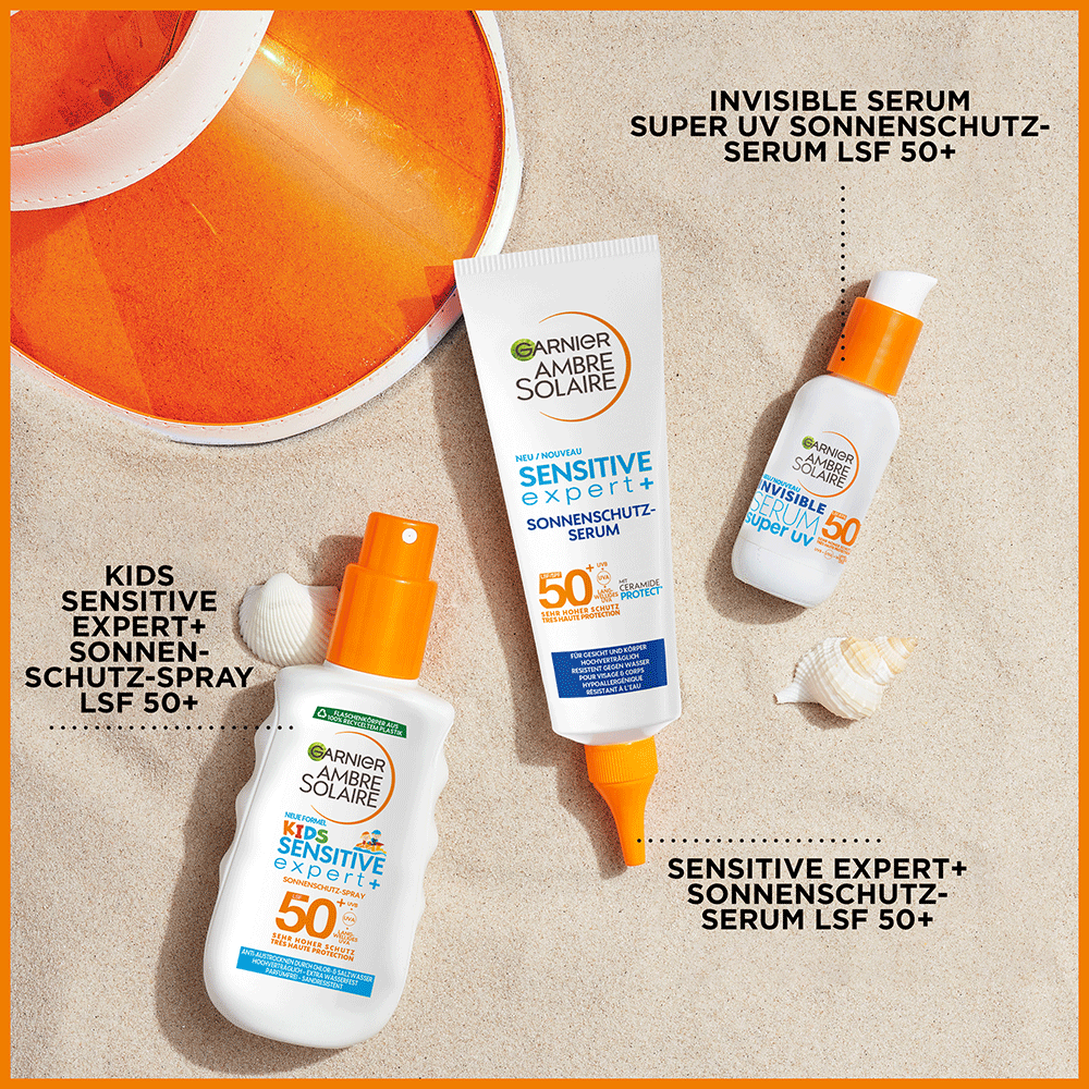 Bild: GARNIER AMBRE SOLAIRE Sensitive expert+ Sonnenschutz-Serum LSF 50+