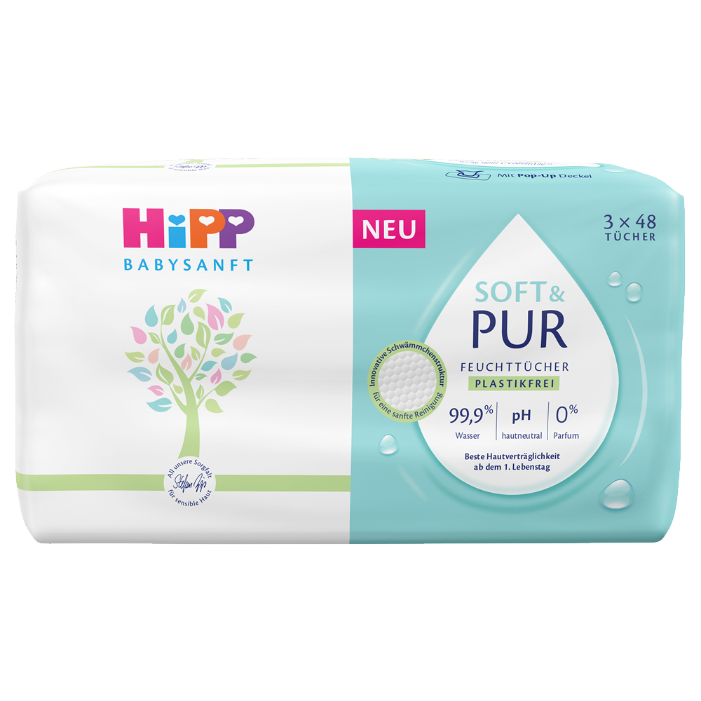 Bild: HiPP Babyfeuchttücher Soft & Pur, 3x48 Stück