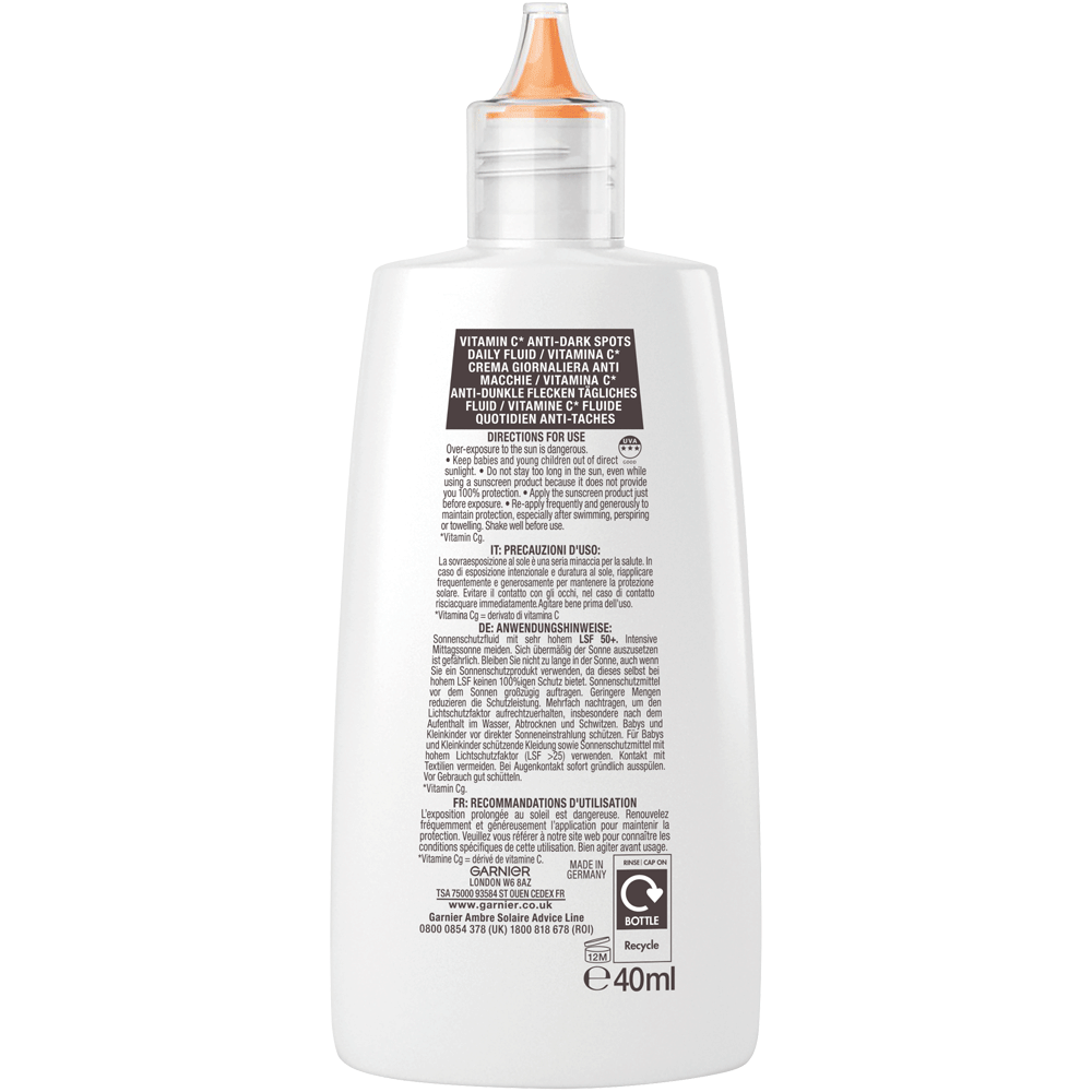 Bild: GARNIER AMBRE SOLAIRE Sonnenschutzfluid Vitamin C LSF 50+