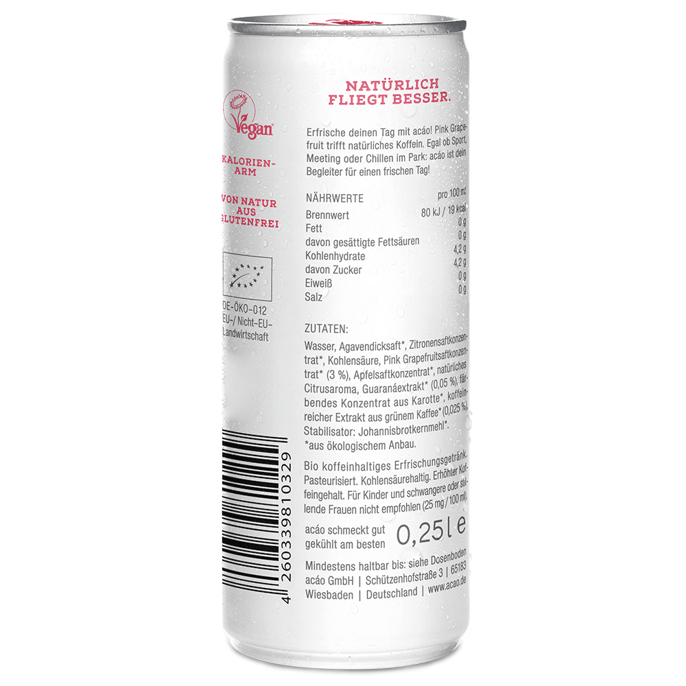 Bild: acáo Energydrink Pink Grapefruit
