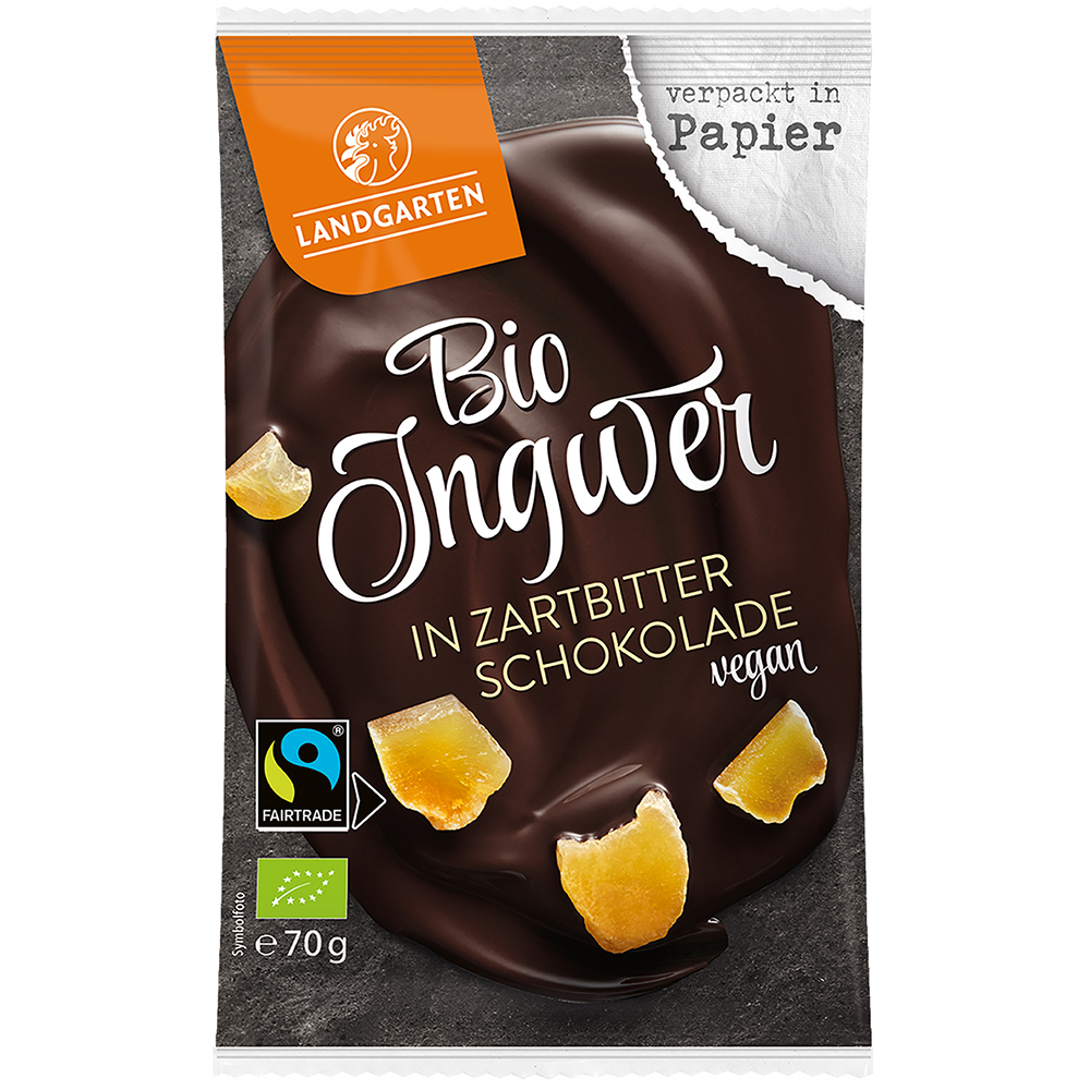 Bild: Landgarten Bio Ingwer in Zartbitterschokolade