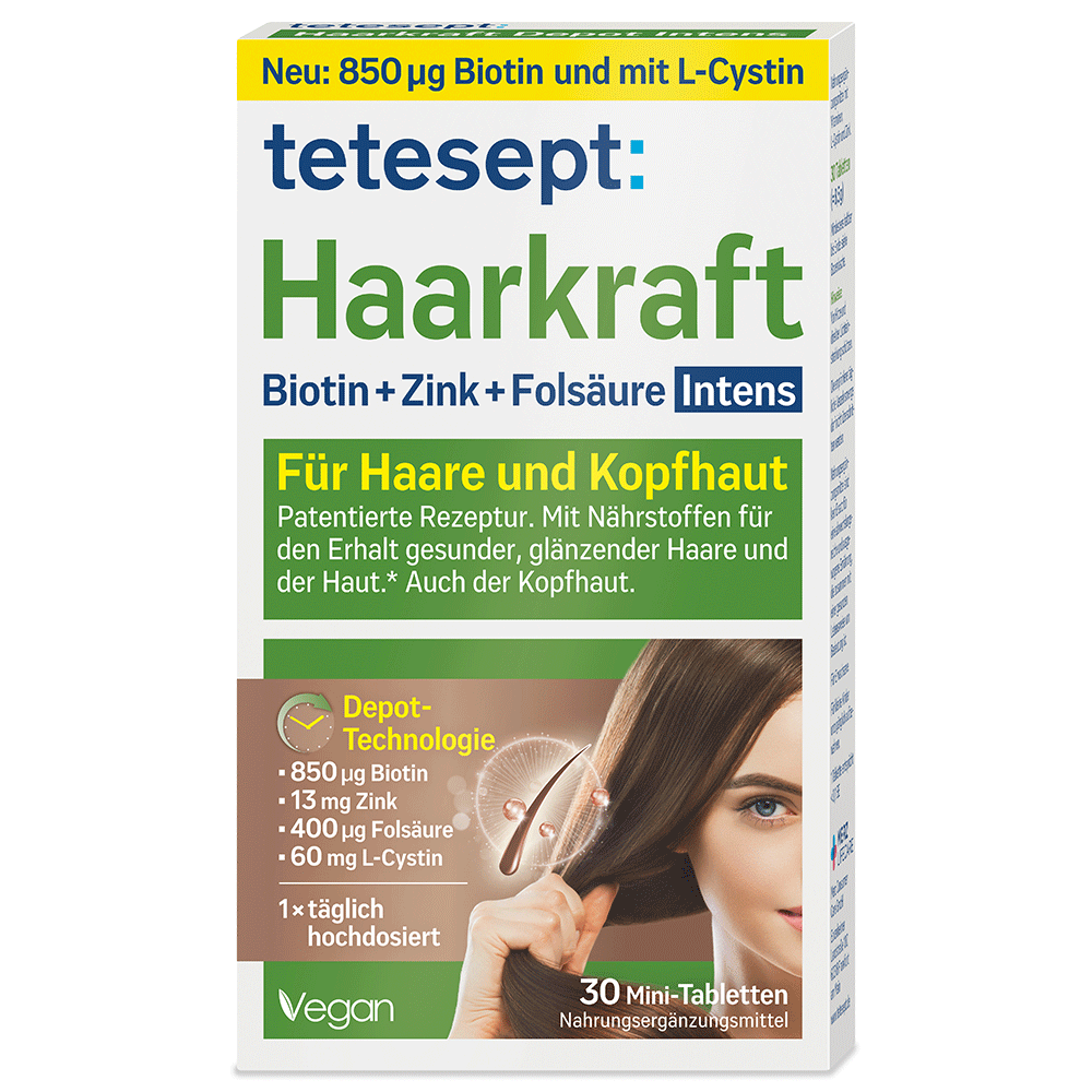 Bild: tetesept: Haarkraft Biotin + Zink + Folsäure Intens