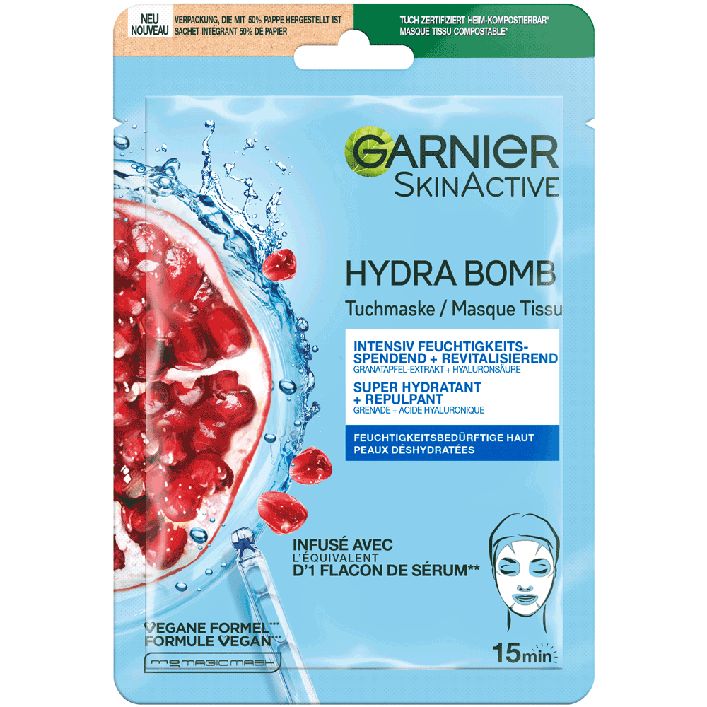 Bild: GARNIER SKIN ACTIVE Hydra Bomb Tuchmaske Granatapfel